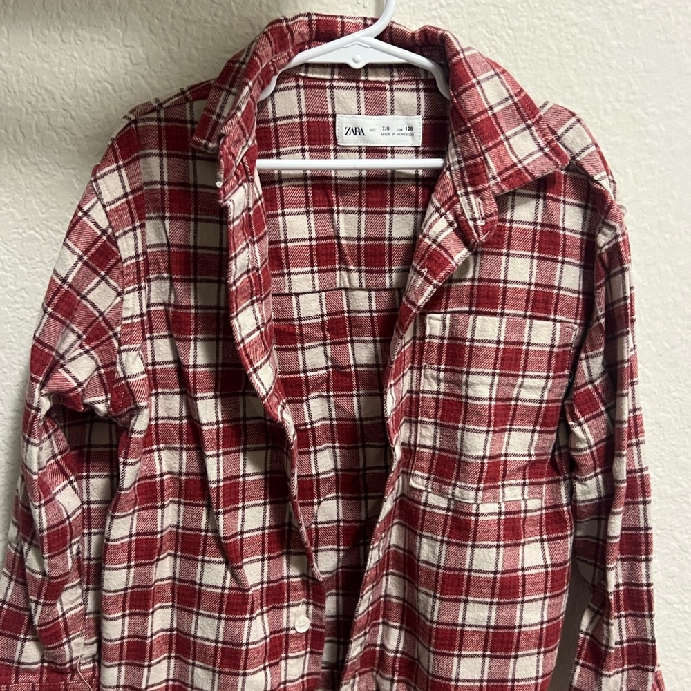 Zara Red and White Checkered Shirt